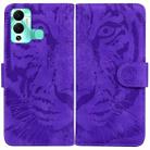For Infinix Hot 12 Play Tiger Embossing Pattern Horizontal Flip Leather Phone Case(Purple) - 1