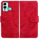 For Infinix Hot 12 Play Tiger Embossing Pattern Horizontal Flip Leather Phone Case(Red) - 1