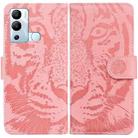 For Infinix Hot 12i Tiger Embossing Pattern Horizontal Flip Leather Phone Case(Pink) - 1