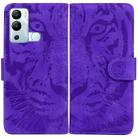 For Infinix Hot 12i Tiger Embossing Pattern Horizontal Flip Leather Phone Case(Purple) - 1