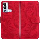 For Infinix Hot 12i Tiger Embossing Pattern Horizontal Flip Leather Phone Case(Red) - 1