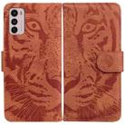 For Motorola Moto G42 Tiger Embossing Pattern Horizontal Flip Leather Phone Case(Brown) - 1