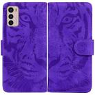 For Motorola Moto G42 Tiger Embossing Pattern Horizontal Flip Leather Phone Case(Purple) - 1