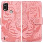 For Nokia C21 Plus Tiger Embossing Pattern Horizontal Flip Leather Phone Case(Pink) - 1