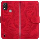 For Nokia C21 Plus Tiger Embossing Pattern Horizontal Flip Leather Phone Case(Red) - 1