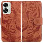 For OnePlus Nord 2T Tiger Embossing Pattern Horizontal Flip Leather Phone Case(Brown) - 1