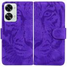 For OnePlus Nord 2T Tiger Embossing Pattern Horizontal Flip Leather Phone Case(Purple) - 1