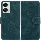 For OnePlus Nord 2T Tiger Embossing Pattern Horizontal Flip Leather Phone Case(Green) - 1