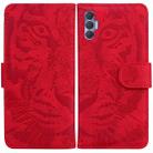 For Tecno Spark 8 Pro Tiger Embossing Pattern Horizontal Flip Leather Phone Case(Red) - 1