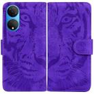 For Honor X7 Tiger Embossing Pattern Horizontal Flip Leather Phone Case(Purple) - 1