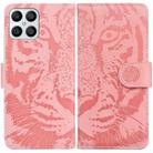 For Honor X8 Tiger Embossing Pattern Horizontal Flip Leather Phone Case(Pink) - 1