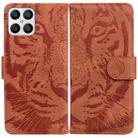 For Honor X8 Tiger Embossing Pattern Horizontal Flip Leather Phone Case(Brown) - 1