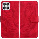 For Honor X8 Tiger Embossing Pattern Horizontal Flip Leather Phone Case(Red) - 1