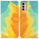 For Motorola Moto G42 Watercolor Pattern Horizontal Flip Leather Phone Case(Autumn Leaf Color) - 1