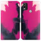 For Nokia C21 Plus Watercolor Pattern Horizontal Flip Leather Phone Case(Berry Color) - 1