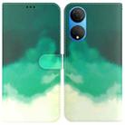 For Honor X7 Watercolor Pattern Horizontal Flip Leather Phone Case(Cyan Green) - 1