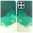 For Honor X8 Watercolor Pattern Horizontal Flip Leather Phone Case(Cyan Green) - 1