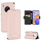 For Huawei Y9a / Enjoy 20 SE MUXMA MX115 Cross Texture Oil Edge Flip Leather Phone Case(Pink) - 1