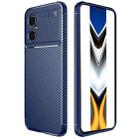 For Xiaomi Poco M4 5G Precise Hole Carbon Fiber Texture Shockproof TPU Phone Case(Blue) - 1