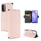 For Xiaomi Redmi Note 9 4G / Redmi 9T MUXMA MX115 Cross Texture Oil Edge Flip Leather Phone Case(Pink) - 1