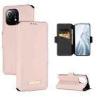 For Xiaomi Mi 11 MUXMA MX115 Cross Texture Oil Edge Flip Leather Phone Case(Pink) - 1