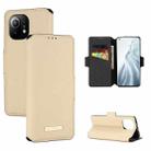 For Xiaomi Mi 11 MUXMA MX115 Cross Texture Oil Edge Flip Leather Phone Case(Gold) - 1