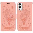 For Infinix Hot 12 Butterfly Rose Embossed Leather Phone Case(Pink) - 1