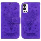 For Infinix Hot 12 Butterfly Rose Embossed Leather Phone Case(Purple) - 1