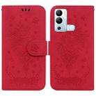 For Infinix Hot 12i Butterfly Rose Embossed Leather Phone Case(Red) - 1