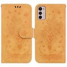 For Motorola Moto G42 Butterfly Rose Embossed Leather Phone Case(Yellow) - 1