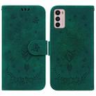 For Motorola Moto G42 Butterfly Rose Embossed Leather Phone Case(Green) - 1