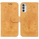 For Motorola Moto G52J Japan Version Butterfly Rose Embossed Leather Phone Case(Yellow) - 1