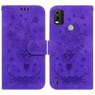 For Nokia C21 Plus Butterfly Rose Embossed Leather Phone Case(Purple) - 1