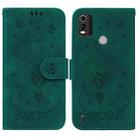 For Nokia C21 Plus Butterfly Rose Embossed Leather Phone Case(Green) - 1