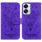 For OnePlus Nord 2T Butterfly Rose Embossed Leather Phone Case(Purple) - 1