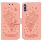 For Tecno Spark 8 Pro Butterfly Rose Embossed Leather Phone Case(Pink) - 1