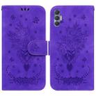 For Tecno Spark 8 Pro Butterfly Rose Embossed Leather Phone Case(Purple) - 1