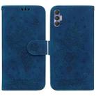 For Tecno Spark 8 Pro Butterfly Rose Embossed Leather Phone Case(Blue) - 1