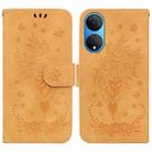 For Honor X7 Butterfly Rose Embossed Leather Phone Case(Yellow) - 1