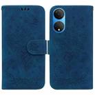 For Honor X7 Butterfly Rose Embossed Leather Phone Case(Blue) - 1