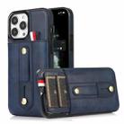 For iPhone 13 Pro Max Wristband Kickstand Wallet Leather Phone Case (Blue) - 1