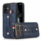 For iPhone 12 mini Wristband Kickstand Wallet Leather Phone Case (Blue) - 1