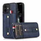 For iPhone 12 / 12 Pro Wristband Kickstand Wallet Leather Phone Case(Blue) - 1