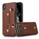 For iPhone X / XS Wristband Kickstand Wallet Leather Phone Case(Brown) - 1