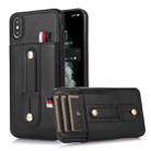 For iPhone XR Wristband Kickstand Wallet Leather Phone Case(Black) - 1