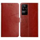 For Xiaomi Poco F4 5G Y Stitching Horizontal Flip Leather Phone Case(Brown) - 1