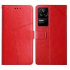 For Xiaomi Poco F4 5G Y Stitching Horizontal Flip Leather Phone Case(Red) - 1