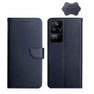 For Xiaomi Poco F4 5G Genuine Leather Fingerprint-proof Horizontal Flip Phone Case(Blue) - 1