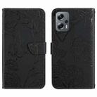 For Xiaomi Poco X4 GT Skin Feel Butterfly Peony Embossed Leather Phone Case(Black) - 1