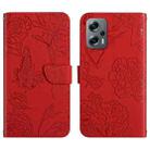 For Xiaomi Poco X4 GT Skin Feel Butterfly Peony Embossed Leather Phone Case(Red) - 1